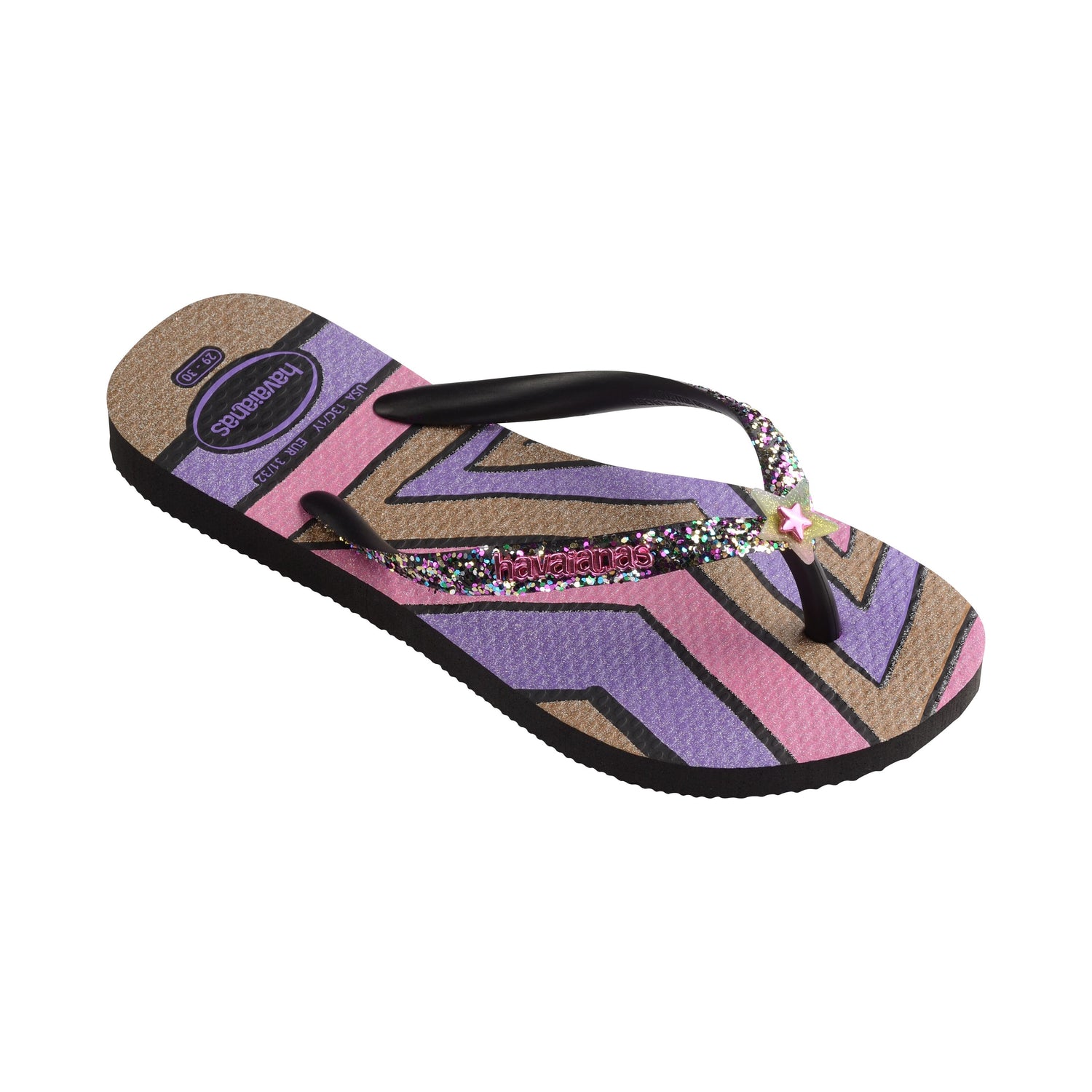 havaianas Women's Size 11/12 Slim Glitter Stripe 4147906-9537 Flip Flops  Sandals